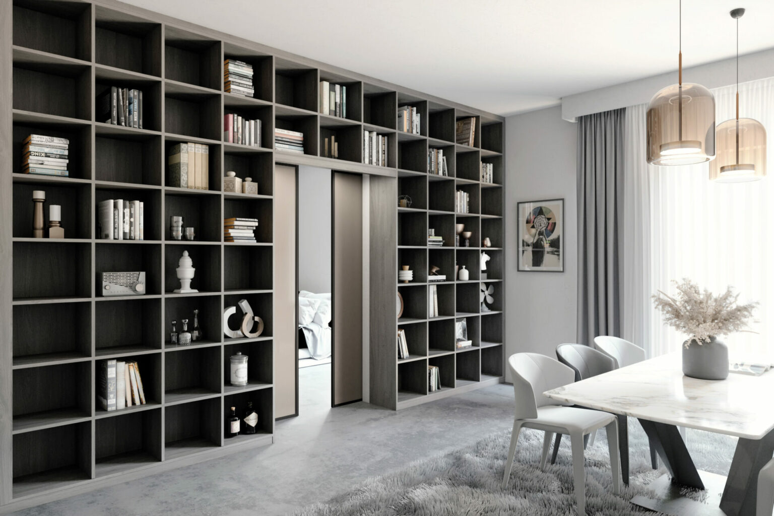 mur bibliothèque sur mesure
